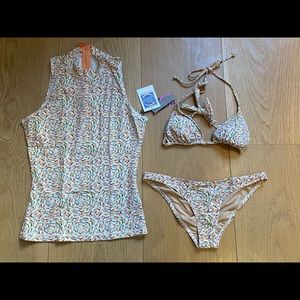 JCrew Bikini & Cover Tank Top Pastel Floral Design
